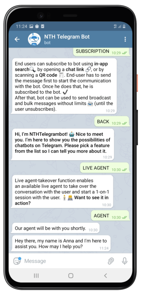 Telegram Business chatbot